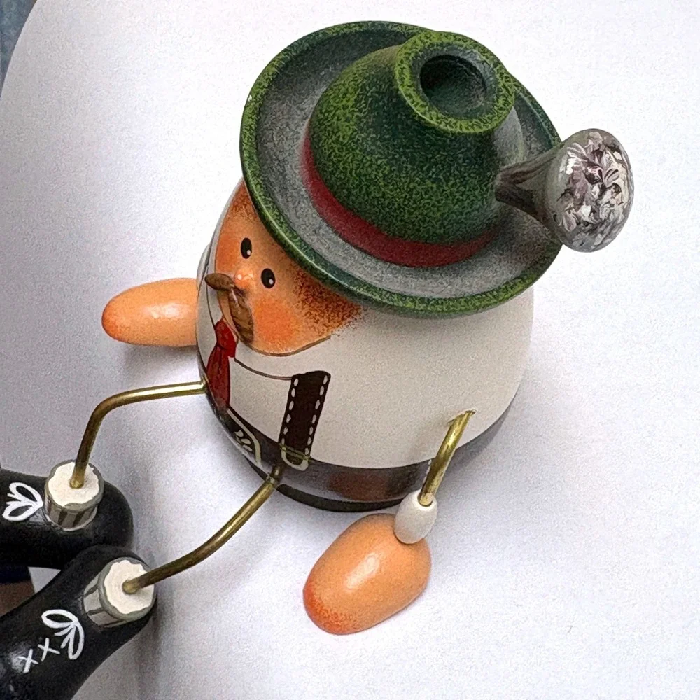 Bavarian Incense Smoker Small Duftl German Egg Man Shelf Sitter Lederhosen Wood